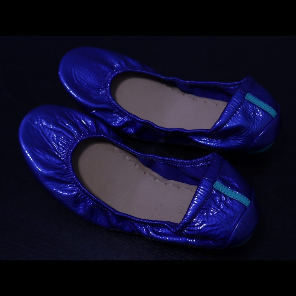 Tieks Sapphire Blue metallic patent ballet shoes flats 8